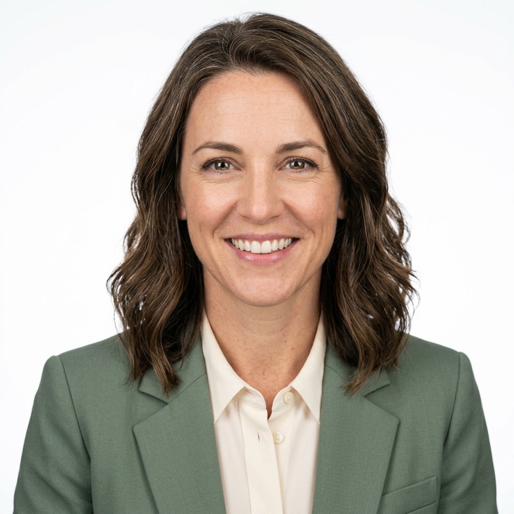 White / Pure White Studio · Sage blazer and blouse headshot example