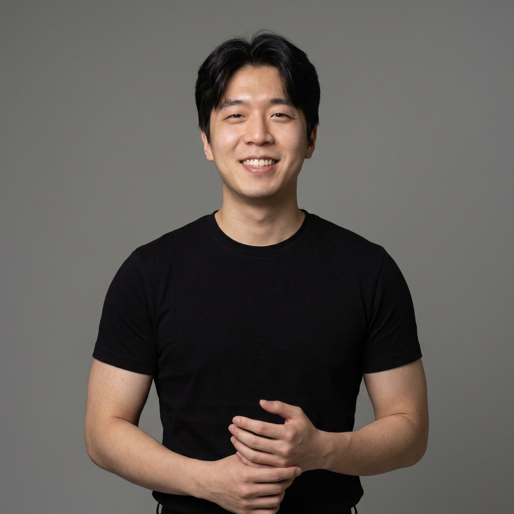 Neutral Mid-Grey Gradient Seamless · Black Short-Sleeve Tee headshot example