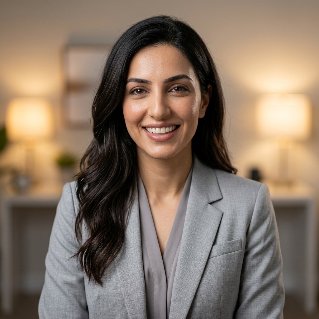 Home Office · Light gray blazer headshot example