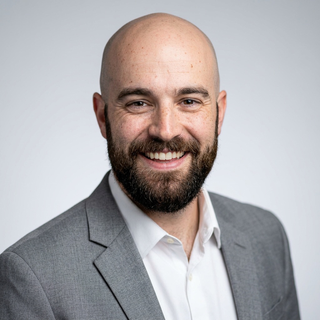 Neutral Gradient / Light Grey · Light gray blazer headshot example