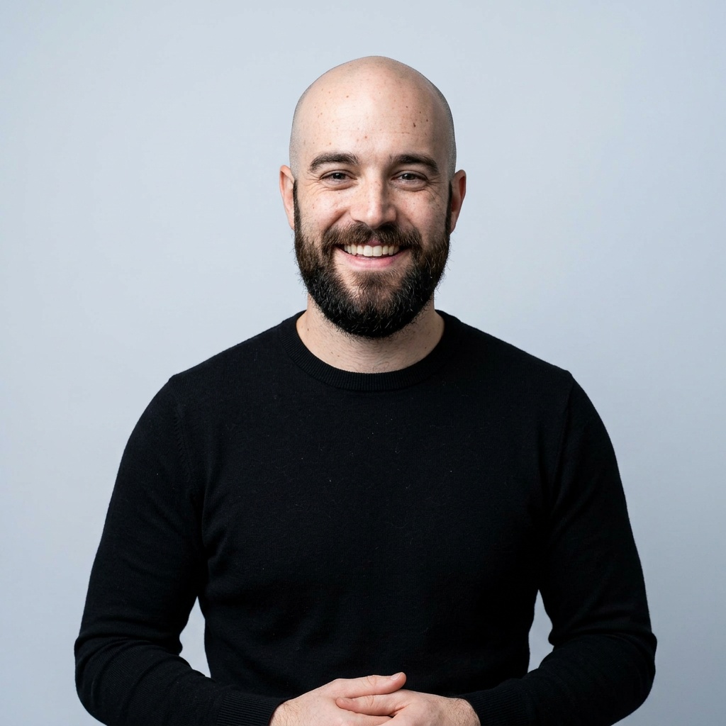 Light Cool-Grey Seamless · Black Long-Sleeve Knit Top headshot example
